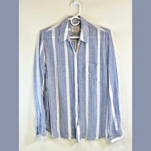 Rails Blue + White Stripe with Silver Highlights Blouse - Size M